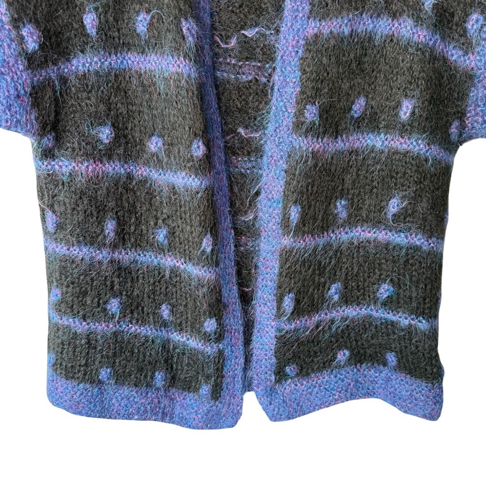 Handmade Purple and Black Open Cardigan Sweater Size S M Boho Knit Cottagecore - Picture 5 of 9